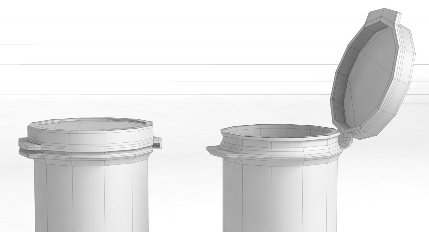 Plastic Hinged Lid Containers Low-poly 3D model_6