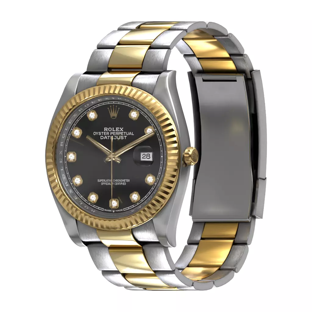 Rolex Datejust Black Fluted Oyster Bracelet 3D model