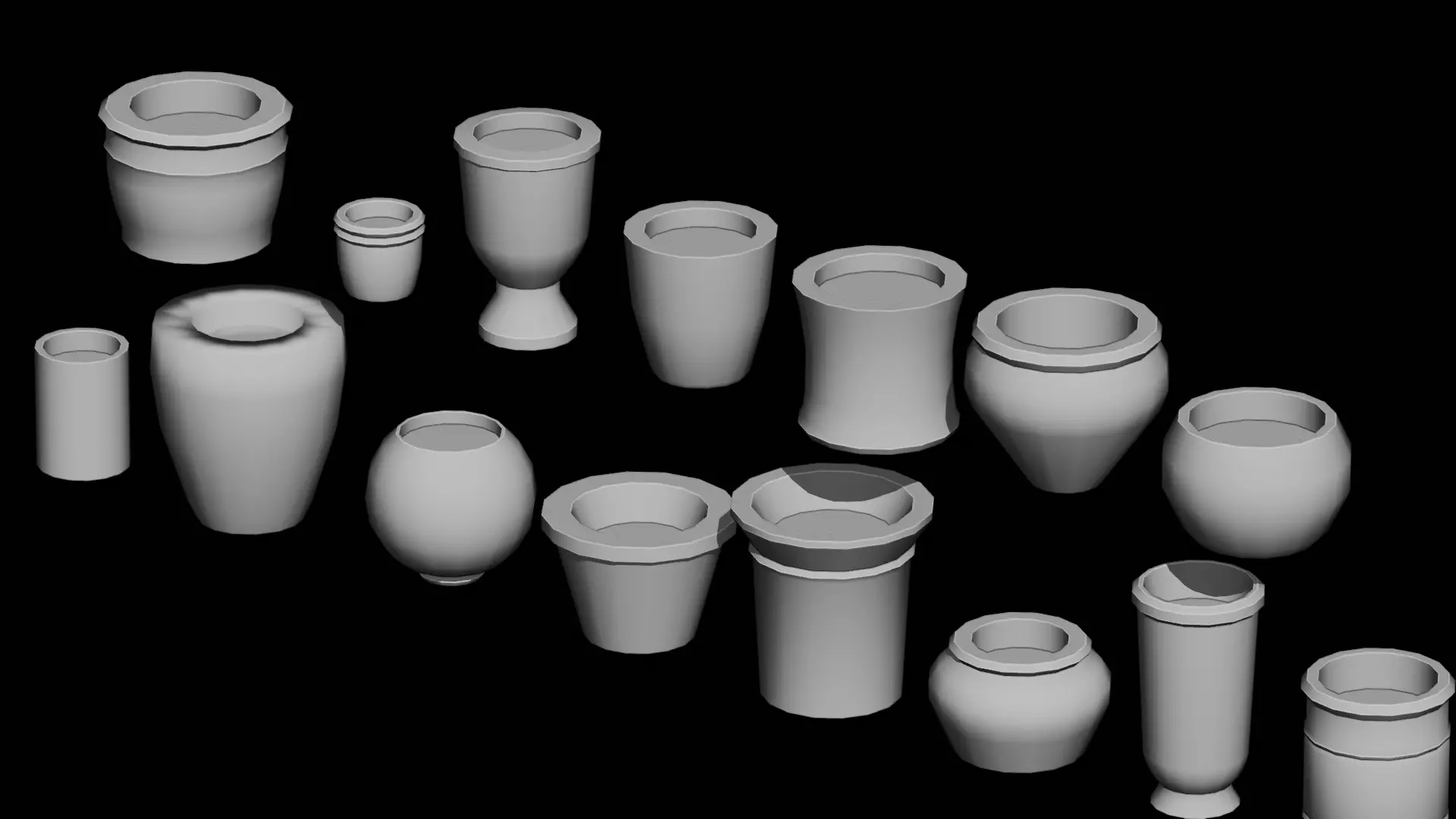 Assorted Pottery and Vase Collection Low-poly 3D model