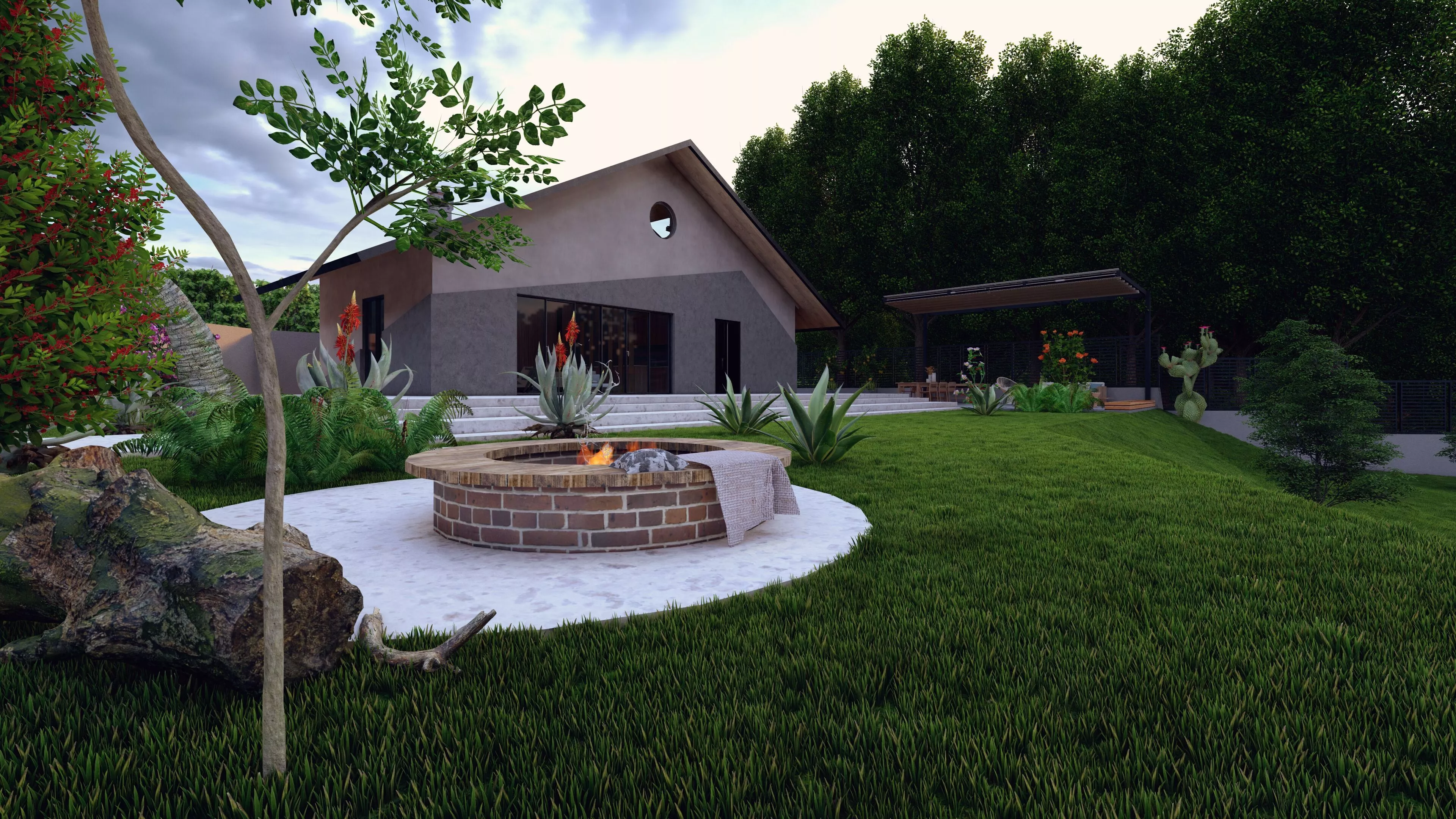 Modern Nature House with Garden and Landscape Fully Furnished 3d 3D model
