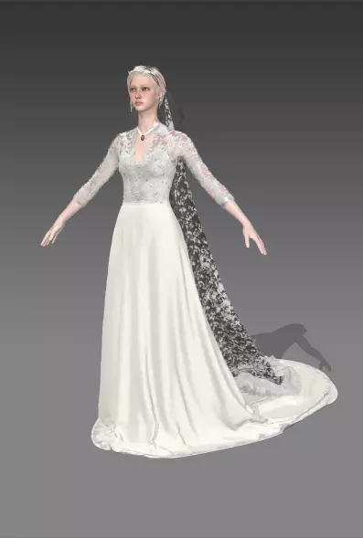 Wedding corset bridal dress Low-poly 3D model