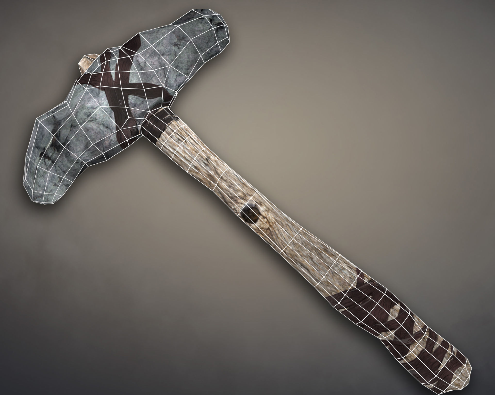 Axe stone Low-poly 3D model_7