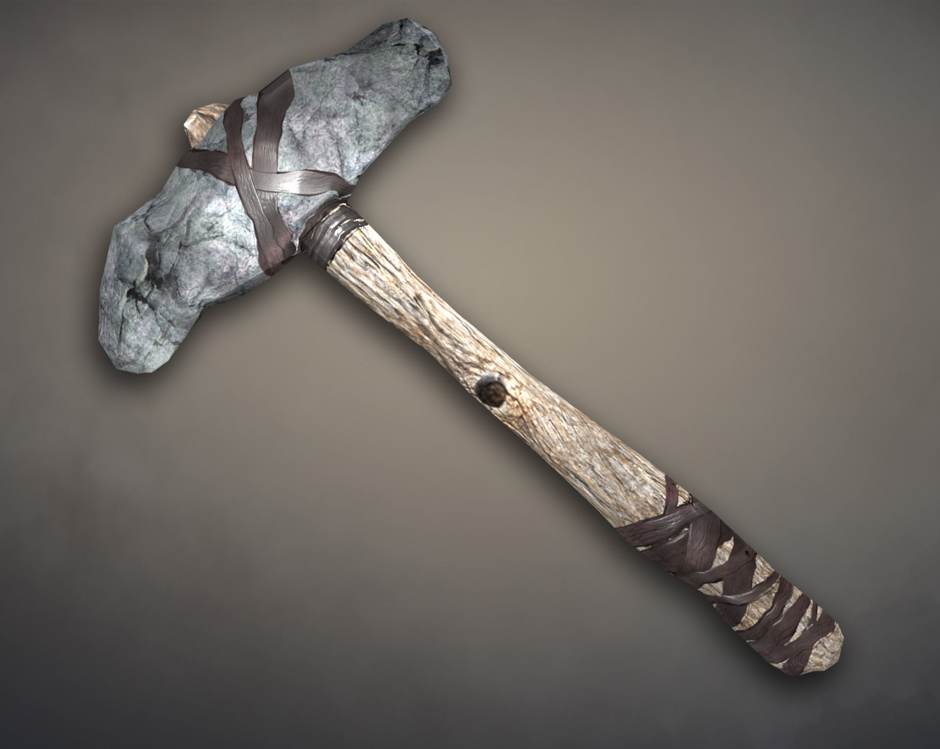 Axe stone Low-poly 3D model_3