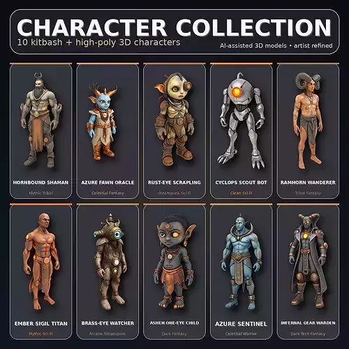 Mythic and Mech Character Collection - High-Poly Kitbash 3D