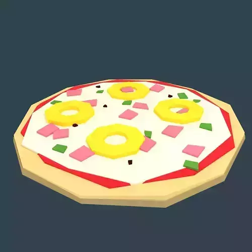 Low-poly stylized pizza hawaii Low-poly 3D model