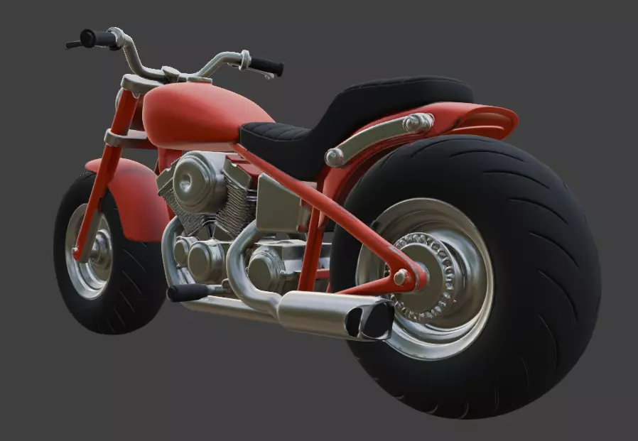 Cartoon Red Chopper Motorcycle 3D Model 3D model