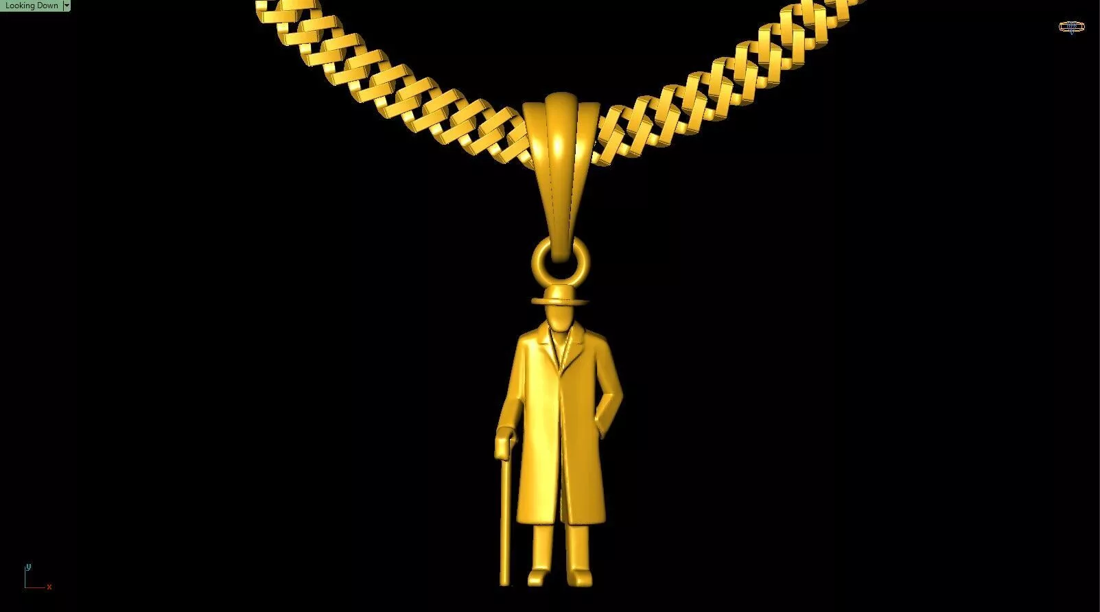 Vintage Gentleman Gold Pendant Necklace 3D print model
