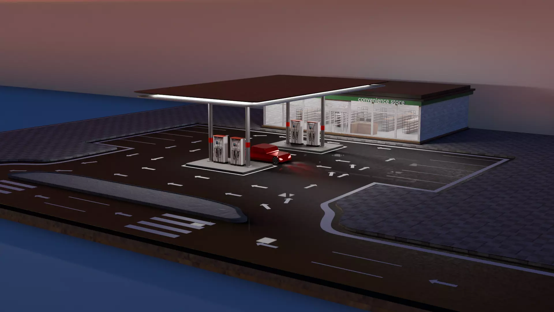 Gas station environment 3D model