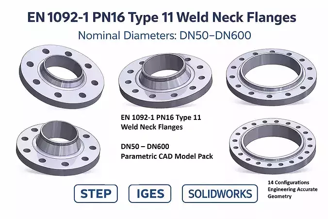 EN1092-1 PN16 Type 11 Weld Neck Flange DN50-DN600