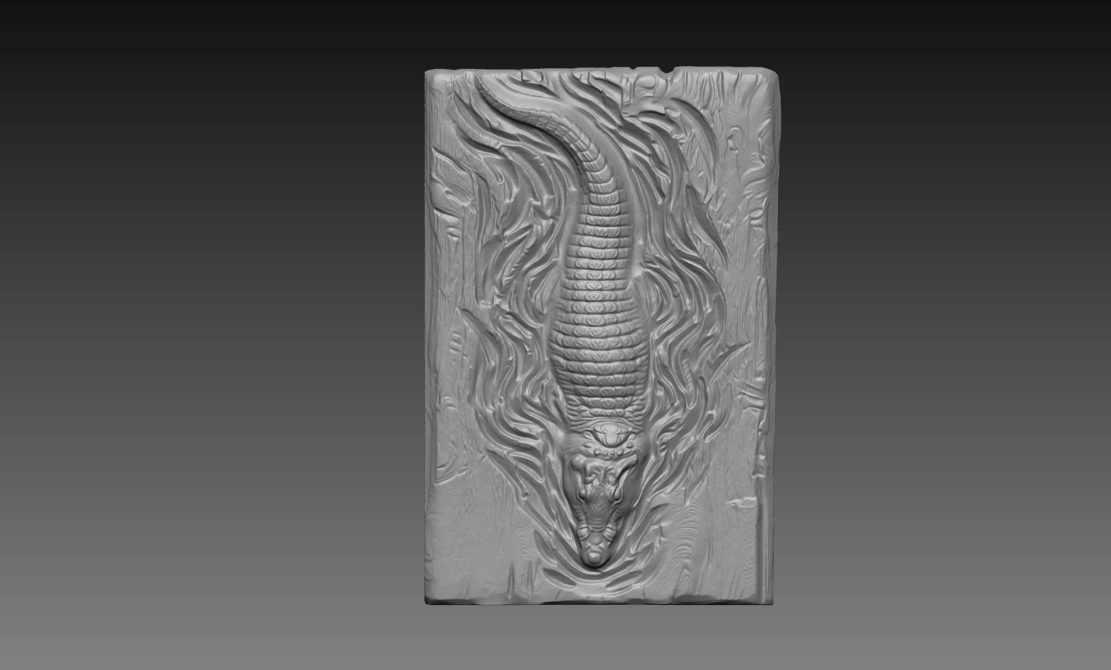 Swimming Crocodile 3D Relief ocean Wildlife cnc carving 3D print model