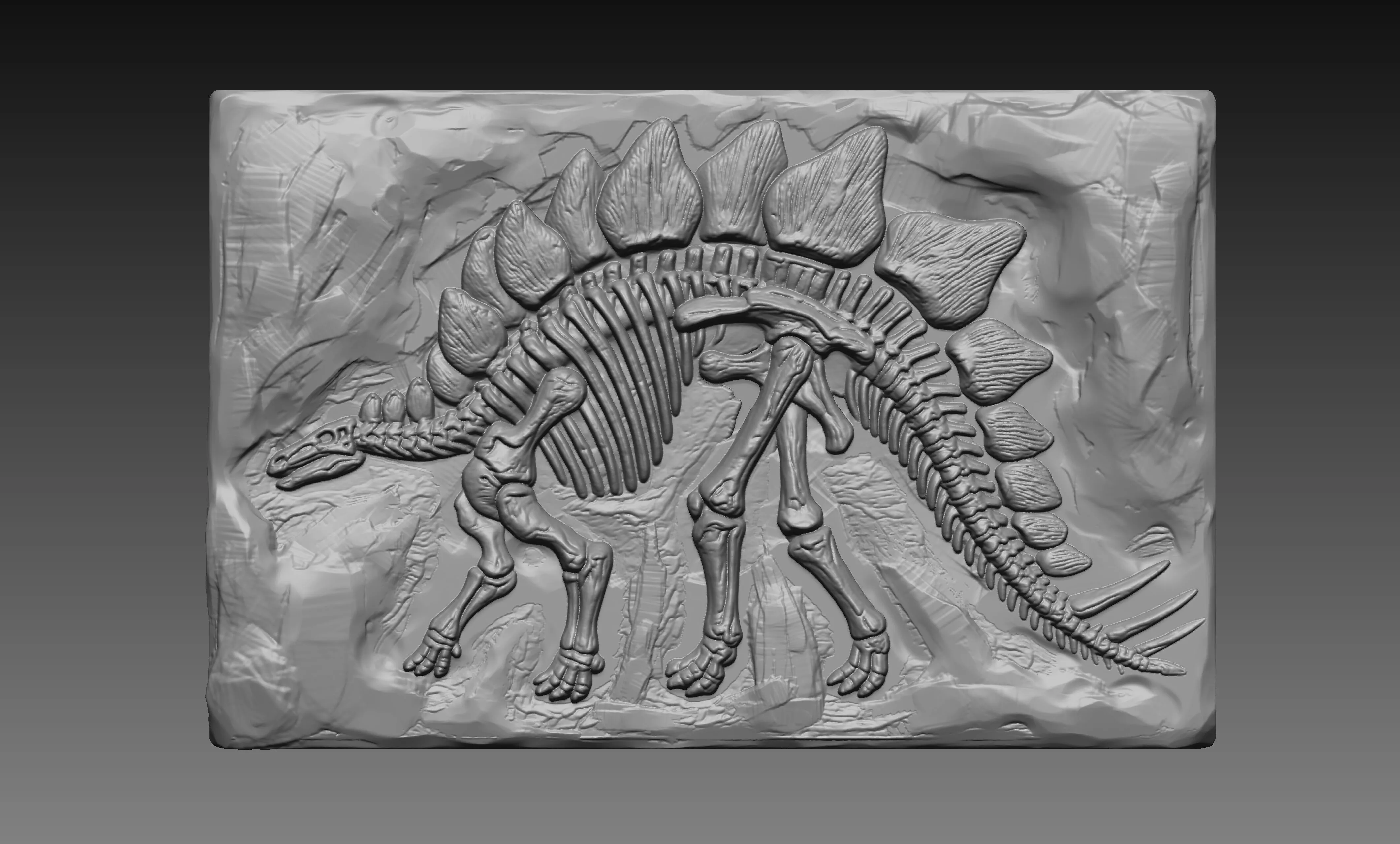 Stegosaurus Skeleton 3D Relief STL Dinosaur Fossil CNC Carving 3D print model