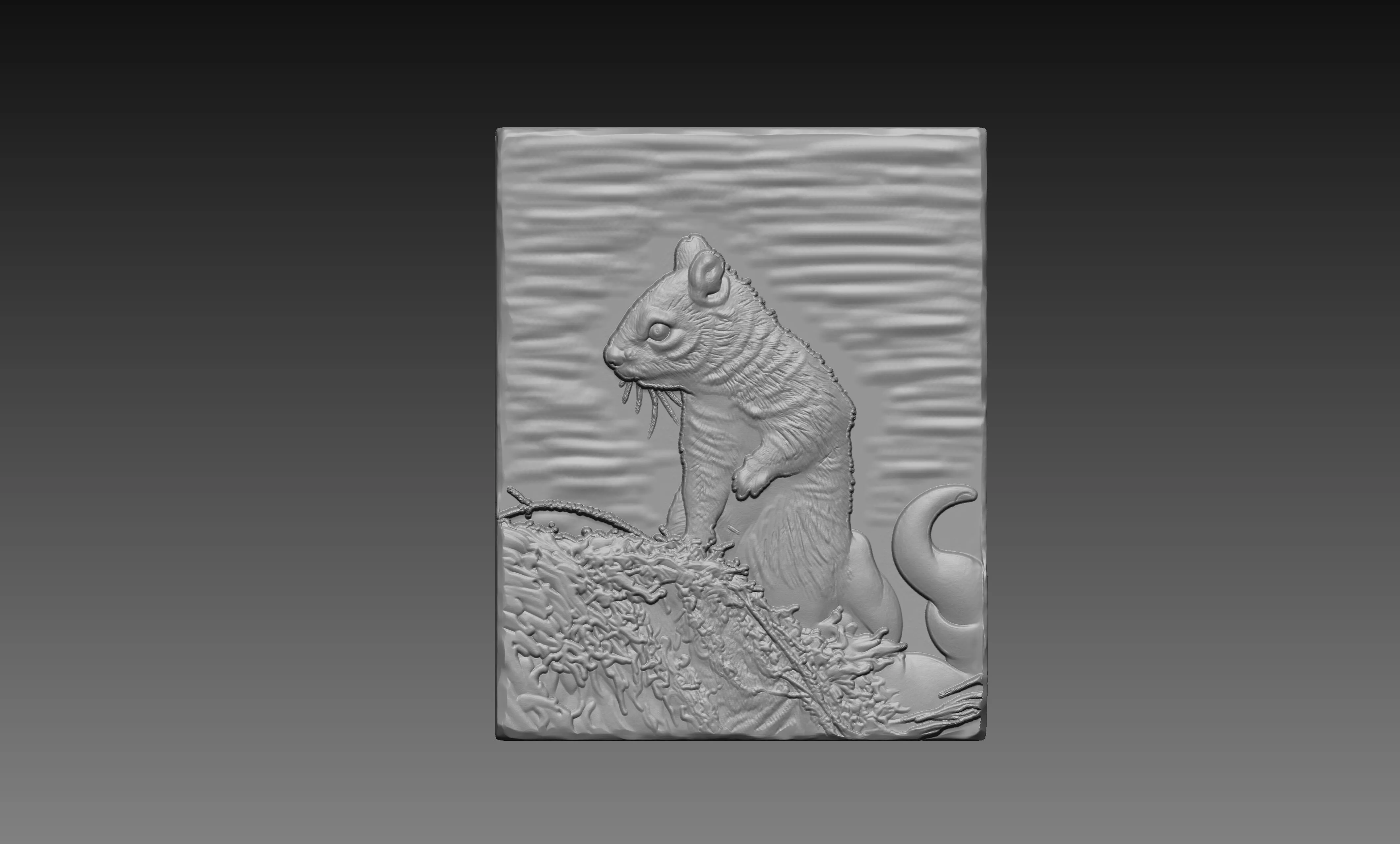Squirrel Mossy Tree 3D Relief STL Woodland CNC Carving 3D print model