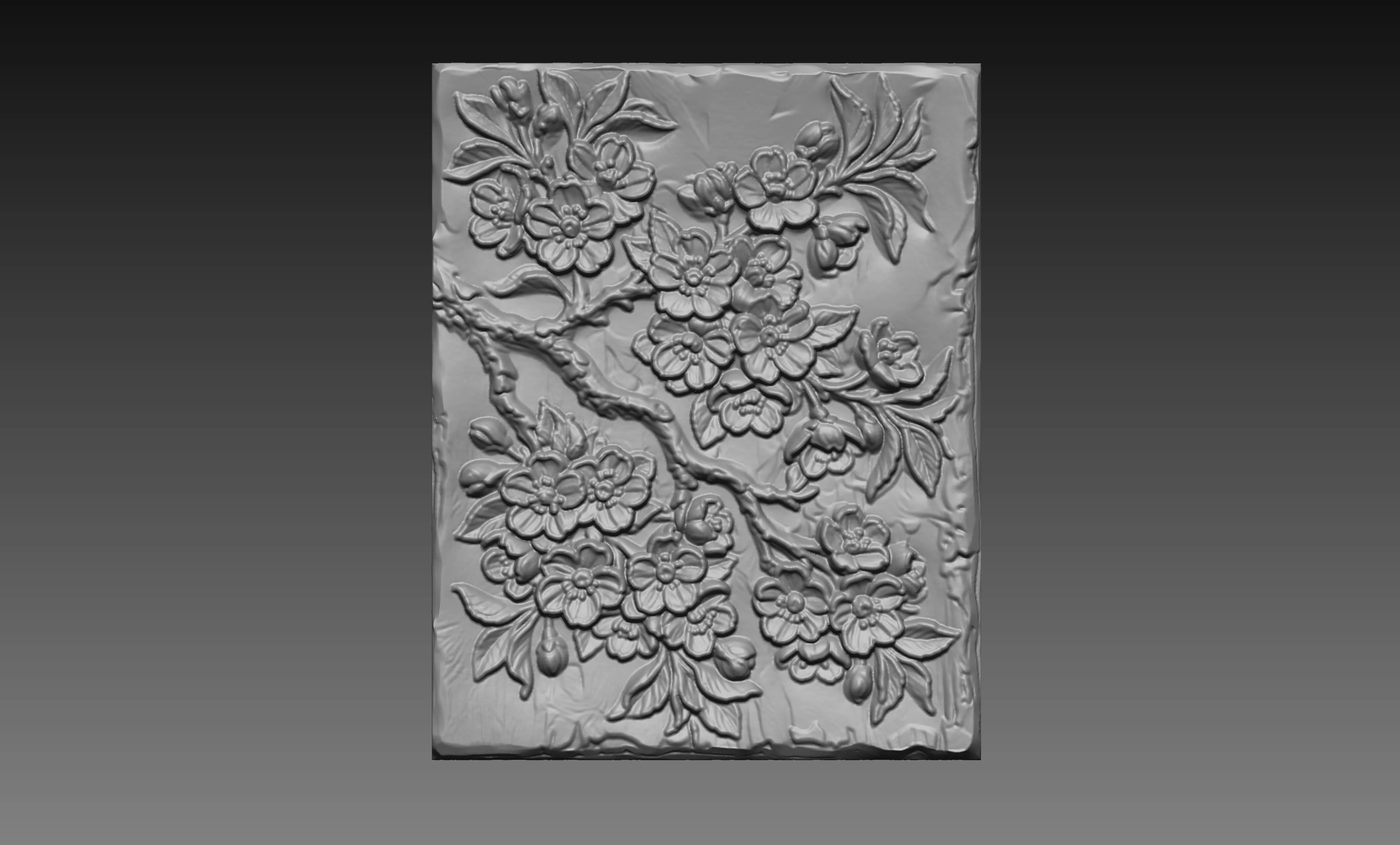 Japanese Sakura Cherry Blossom STL Floral Branch CNC Carving 3D print model