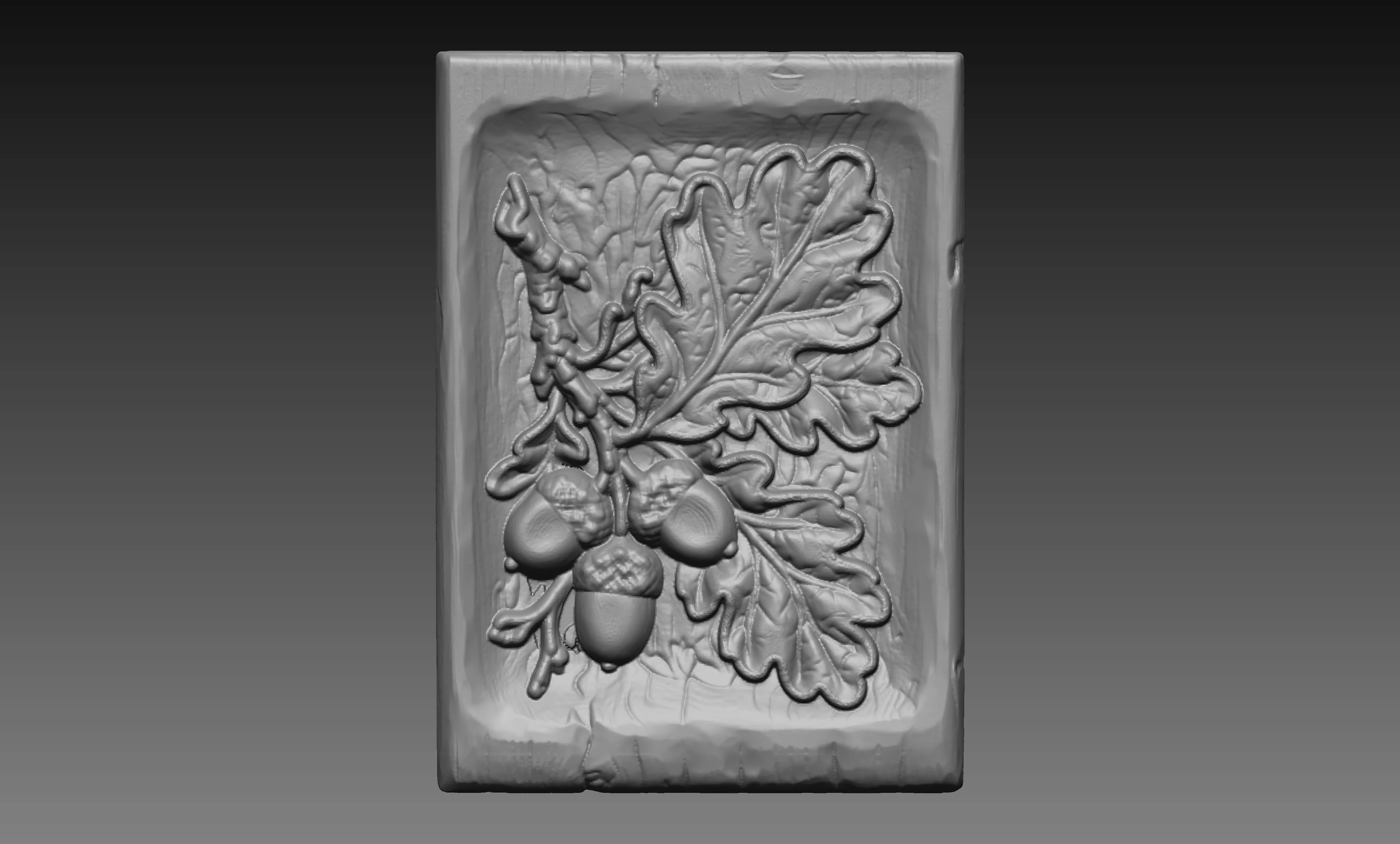 Oak Leaves Acorns STL File Engraved Wood CNC Carving 3D print model