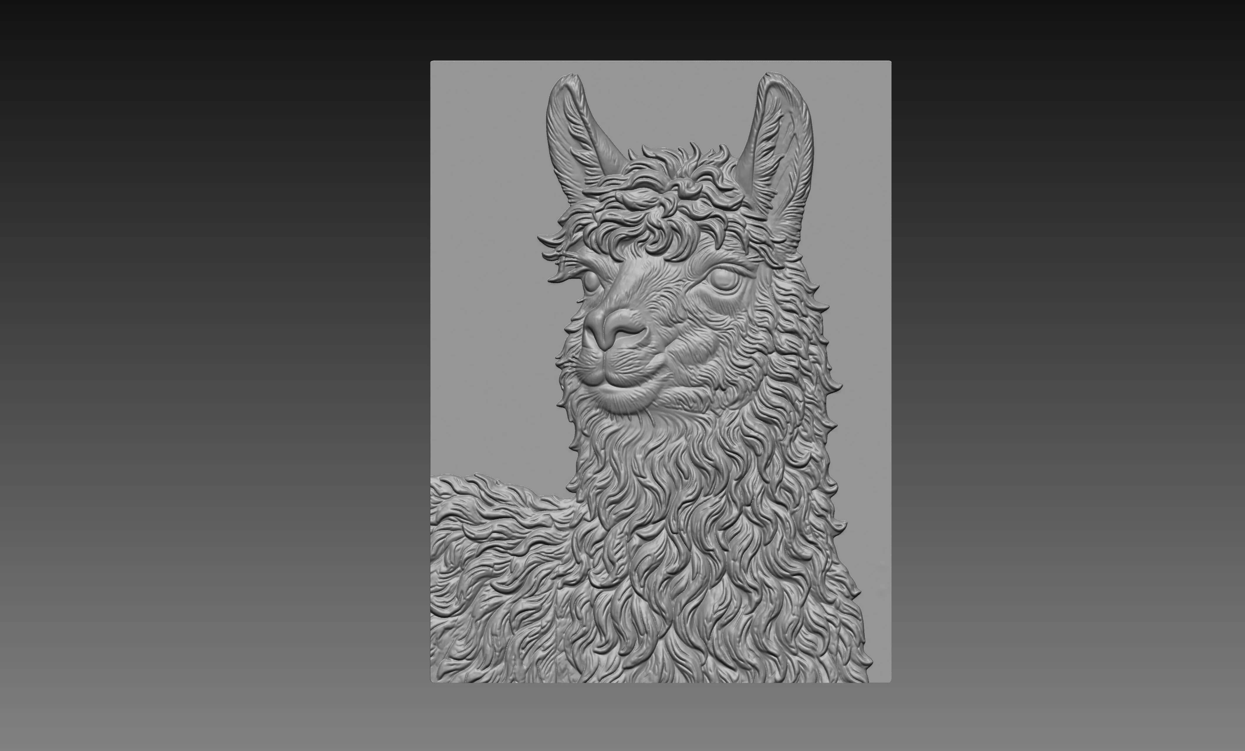 Llama Portrait STL Alpaca Llama CNC Carving 3D print model