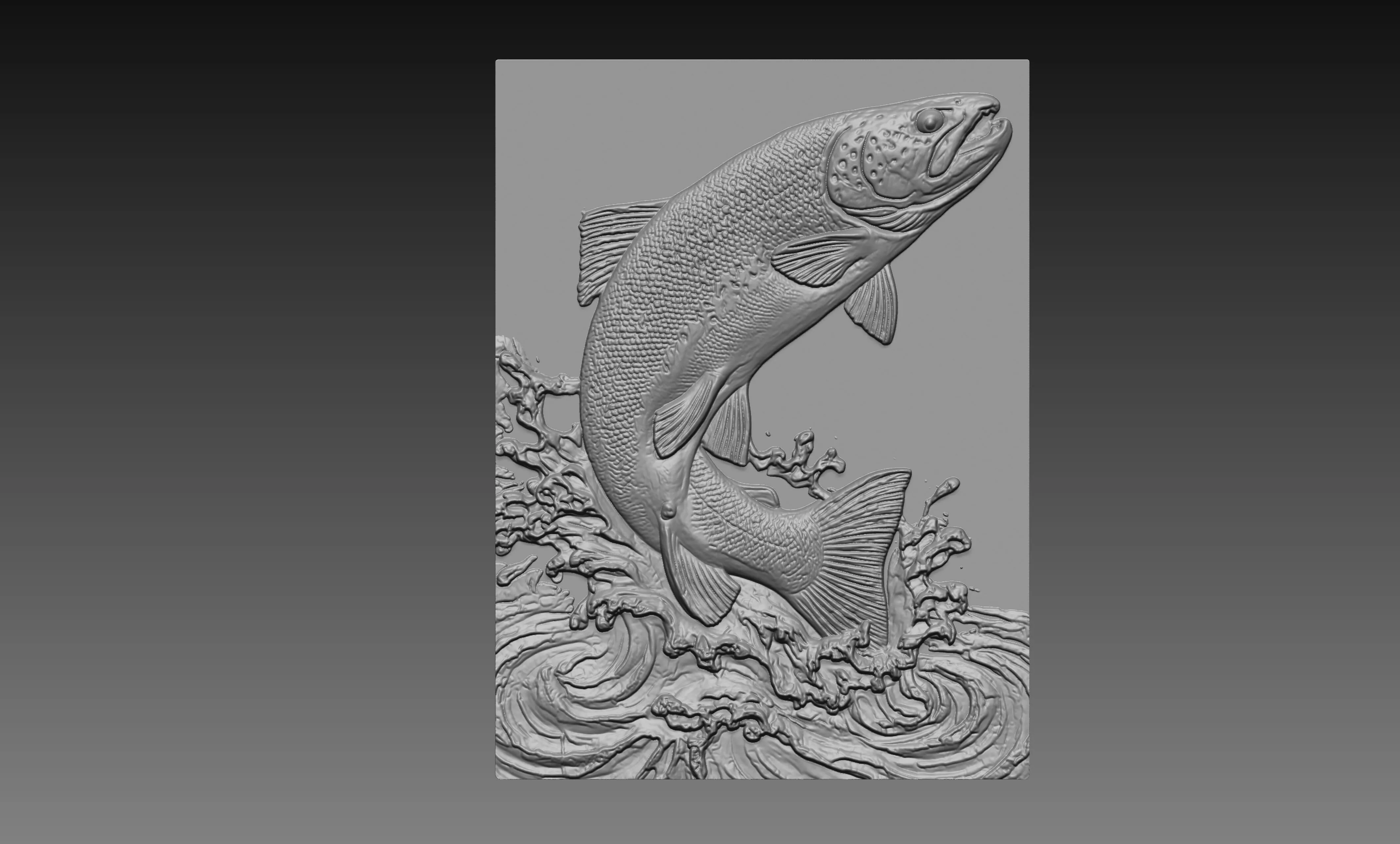 Jumping Trout 3D Relief STL File CNC Carving Model 3D print model