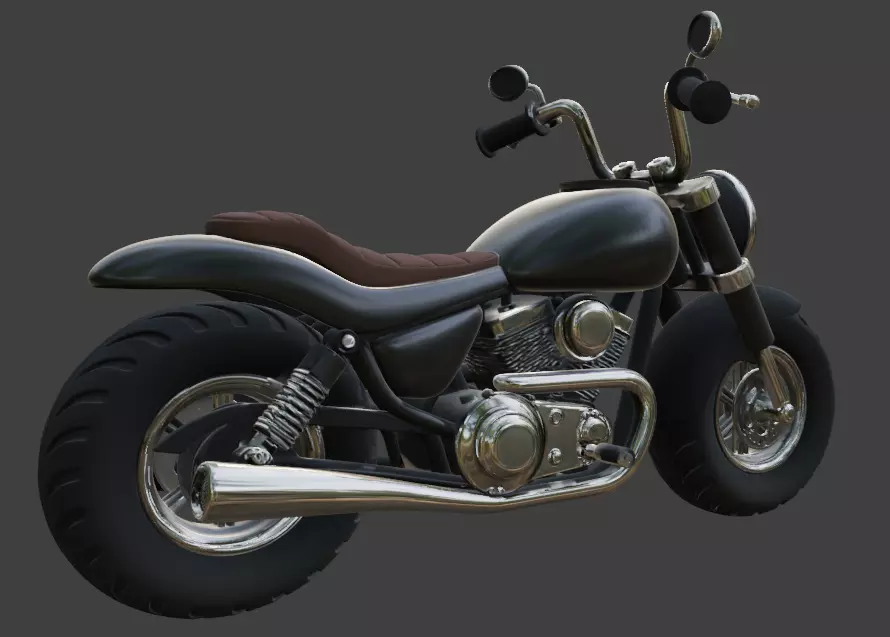 Cartoon Black Chopper Motorcycle 3D Model 3D model
