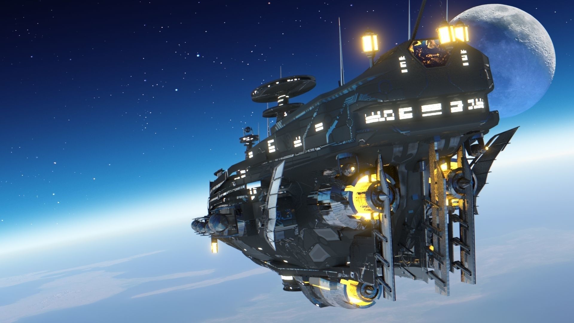 Star Galleon Low-poly 3D model_1