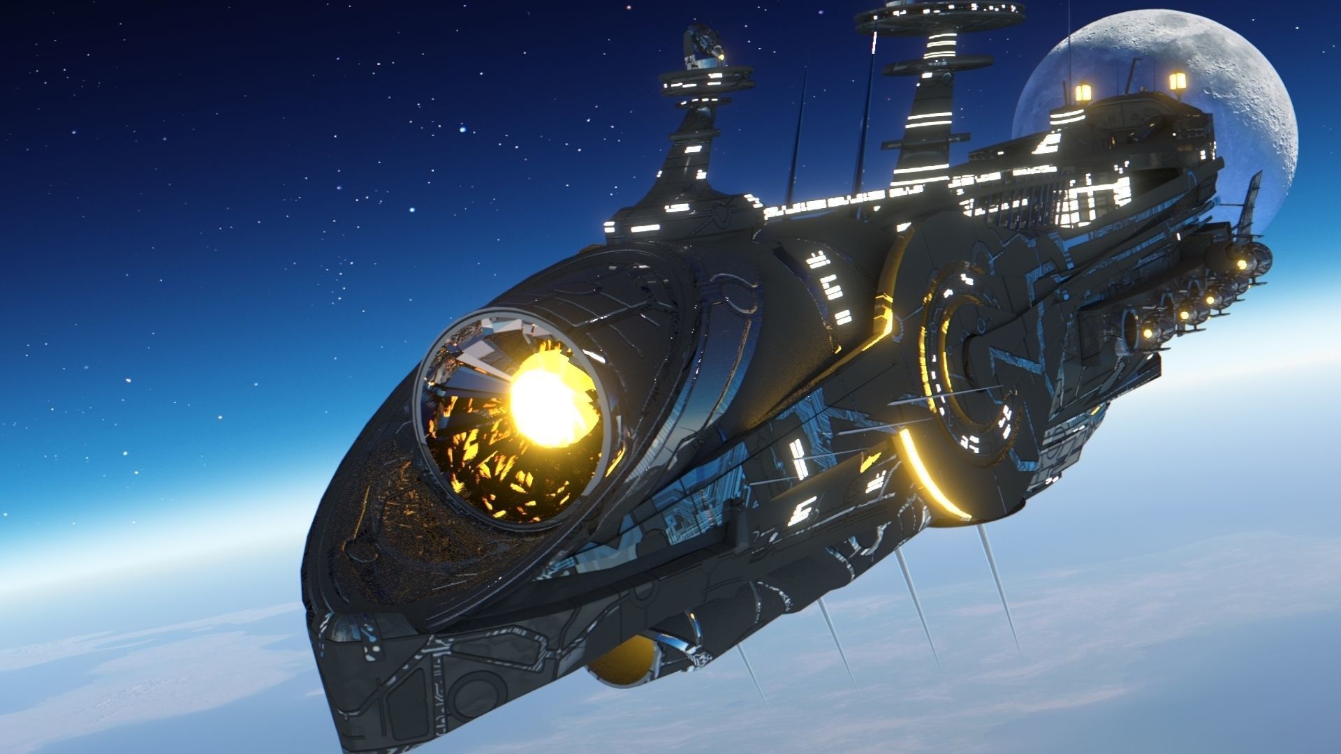 Star Galleon Low-poly 3D model_3