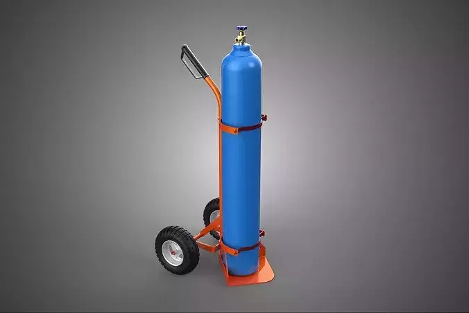 PORTABLE MEDICAL OXYGEN BOTTLE CYLINDER HAND TRUCK TROLLEY CART 3D ...
