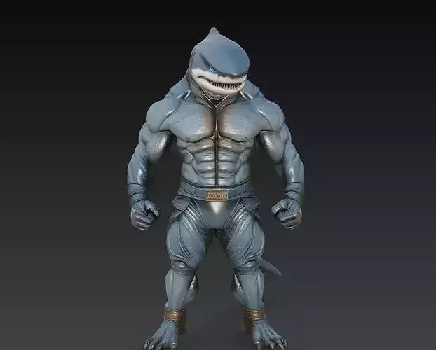 Stylized Shark Warrior Beast STL 3D Model