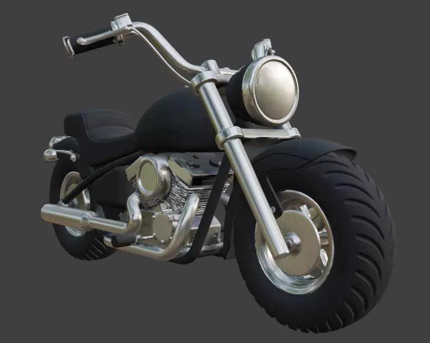 Cartoon Black Motorcycle 3D Model 3D model
