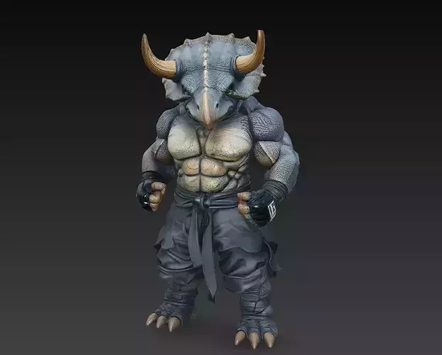 Stylized Rhino Fighter Martial Beast STL 3D Mode