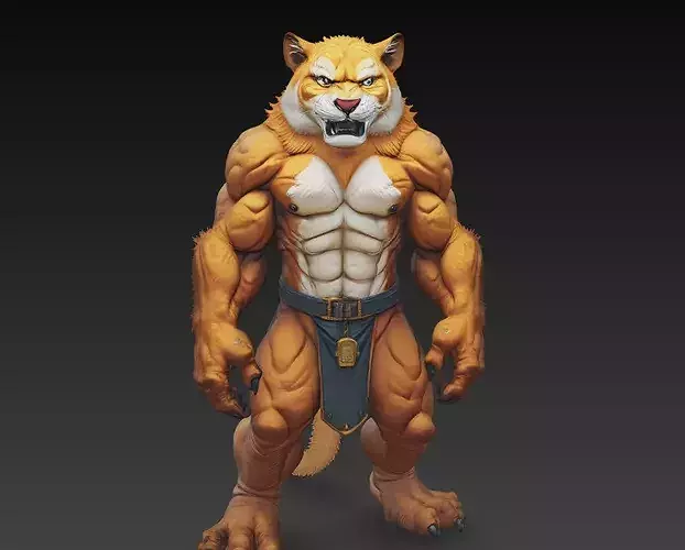 Stylized Tiger Warrior Beast STL 3D Model