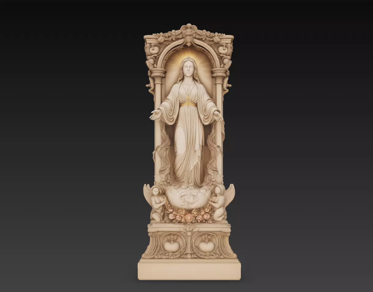 Virgin Mary Statue Religious Sculpture Holy Figure STL 3D print model