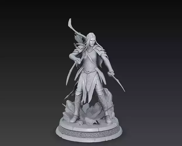 Elf Ranger Archer Warrior with Bow STL Model