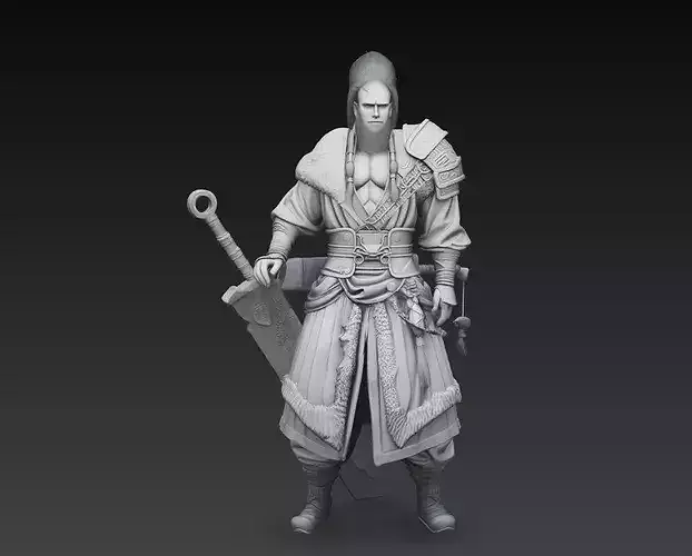 Fantasy Warrior Commander Sword Statue Knight Leader STL
