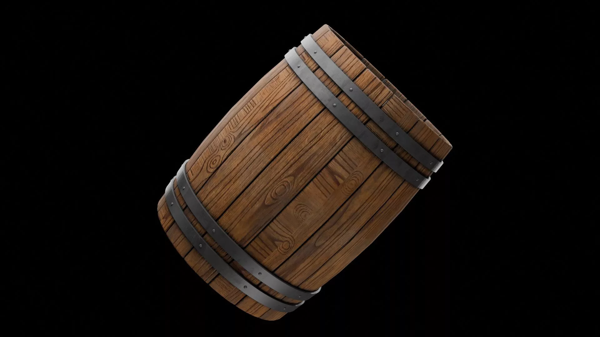 Low Poly Wooden Barrel Game Ready PBR Asset Low-poly 3D model