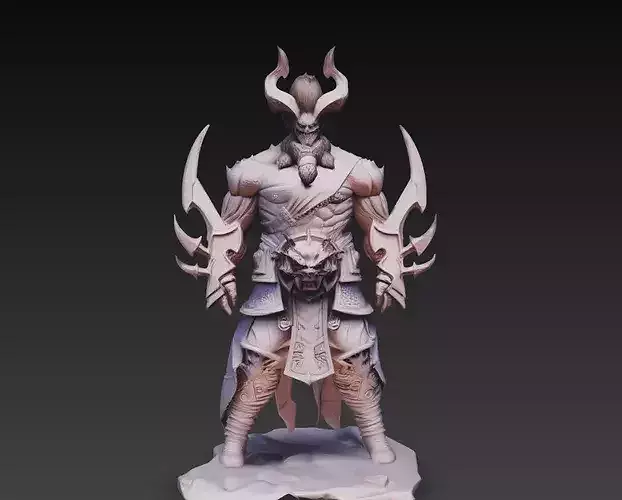 Dual Blade Demon Warlord Horned Warrior STL