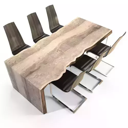 Massive wooden table 3D model
