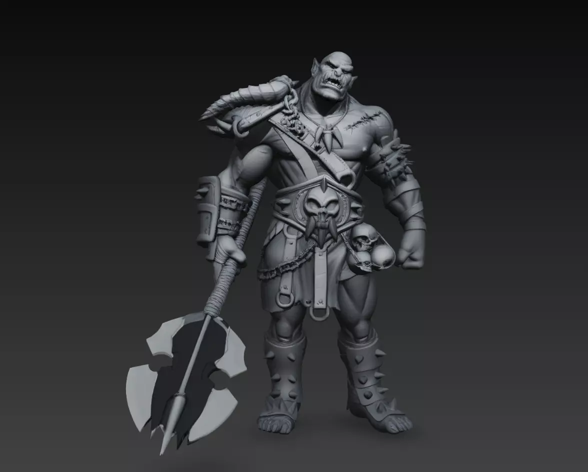 Orc Warrior Barbarian with Axe STL Model 3D print model