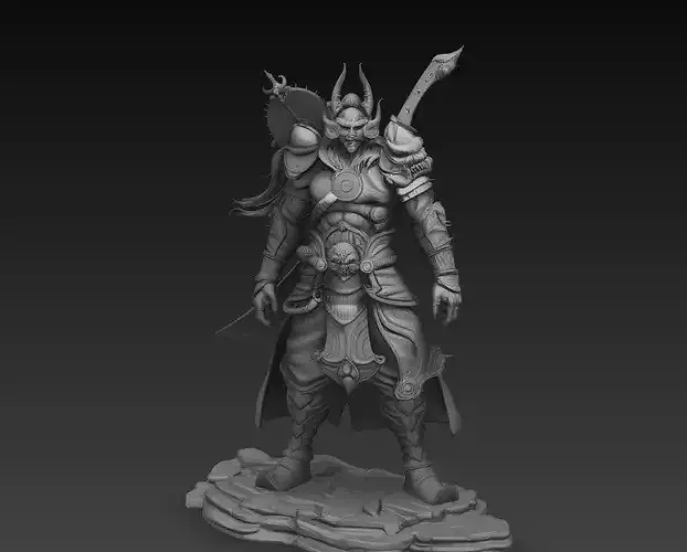 Horned Demon Warrior Barbarian STL Model