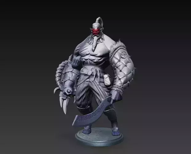 Masked Berserker Warrior with Blade Arm STL