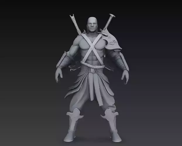 Stylized Dual Sword Warrior Fighter Character STL