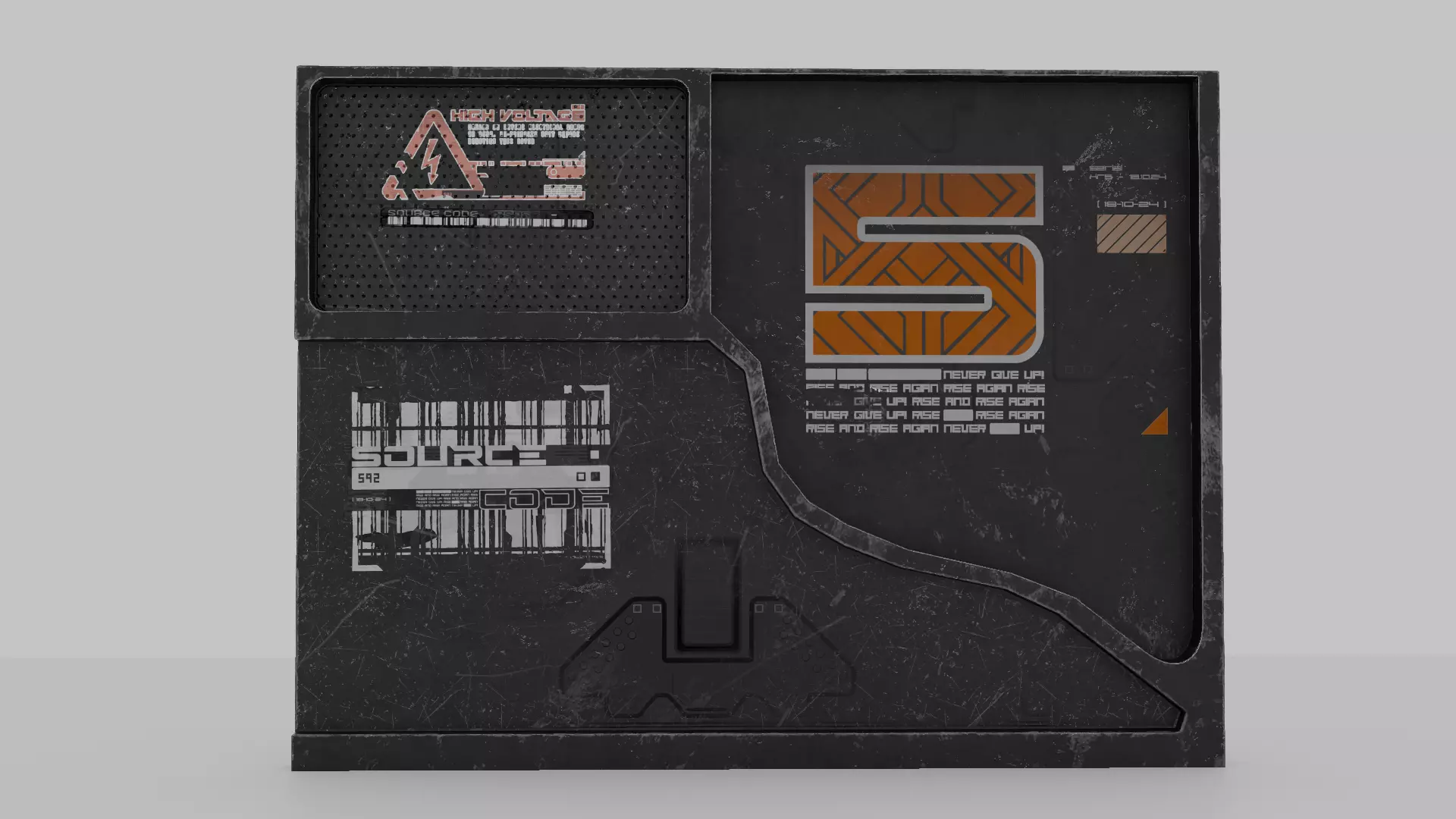 Sci-Fi Mechanical Control Panel Industrial Wall Panel Low-poly 3D model