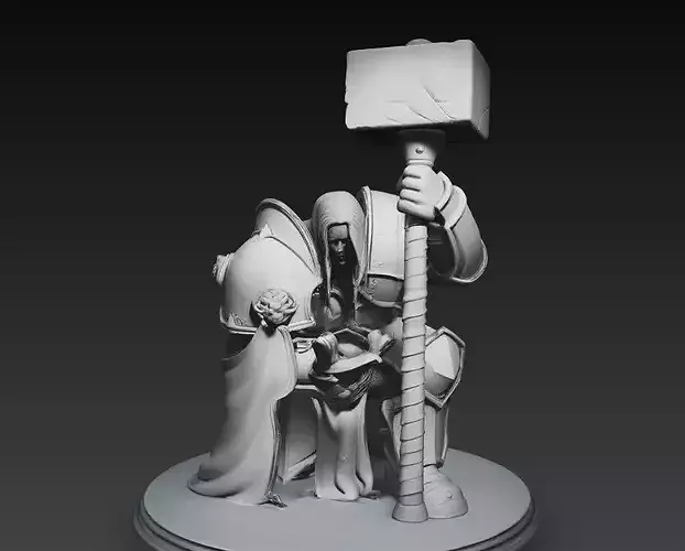 Paladin Hammer Warrior Fantasy Character STL Model
