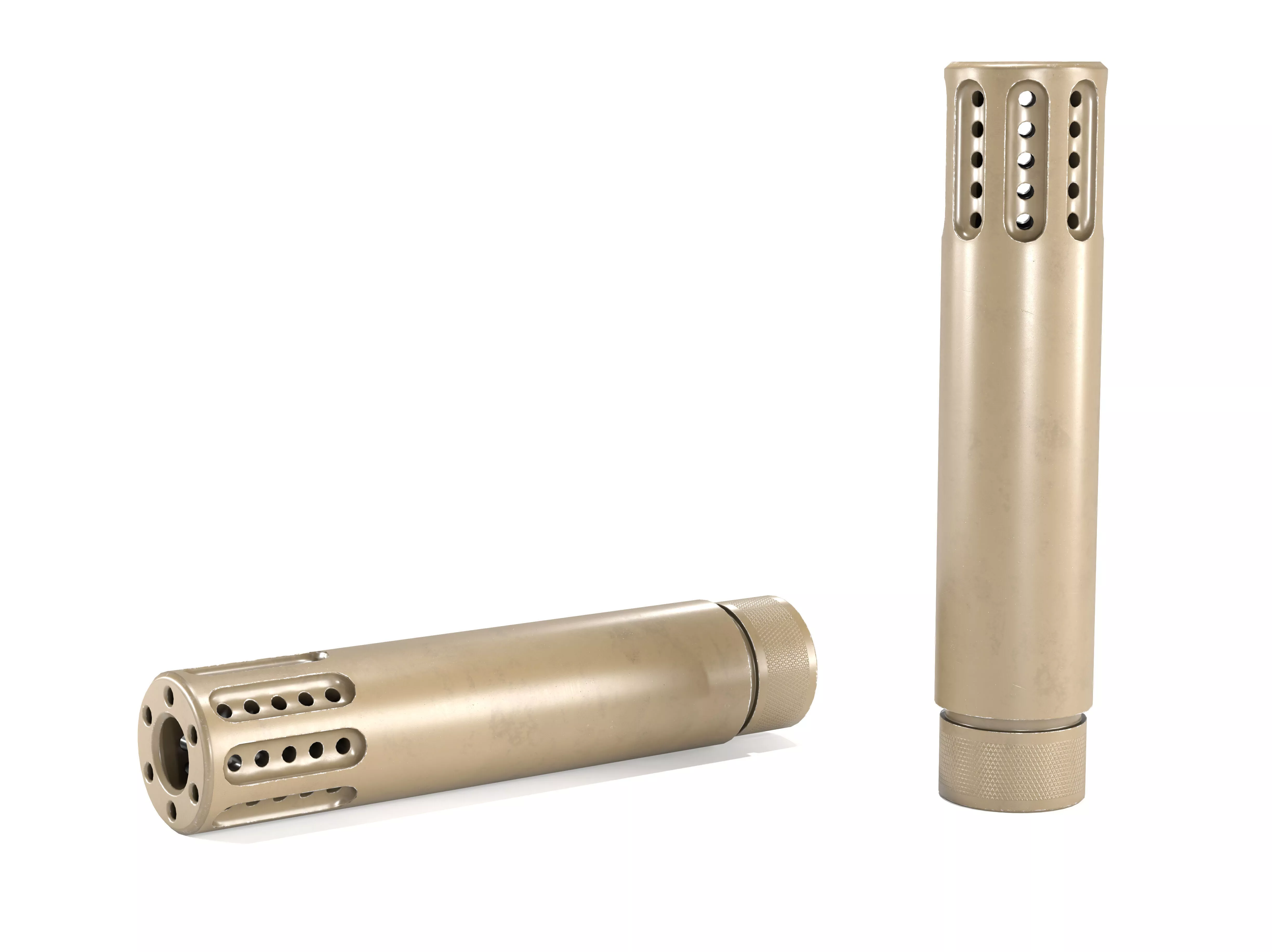 GunTec Muzzle Brake with Slip-Over Barrel Shroud FDE Low-poly 3D model