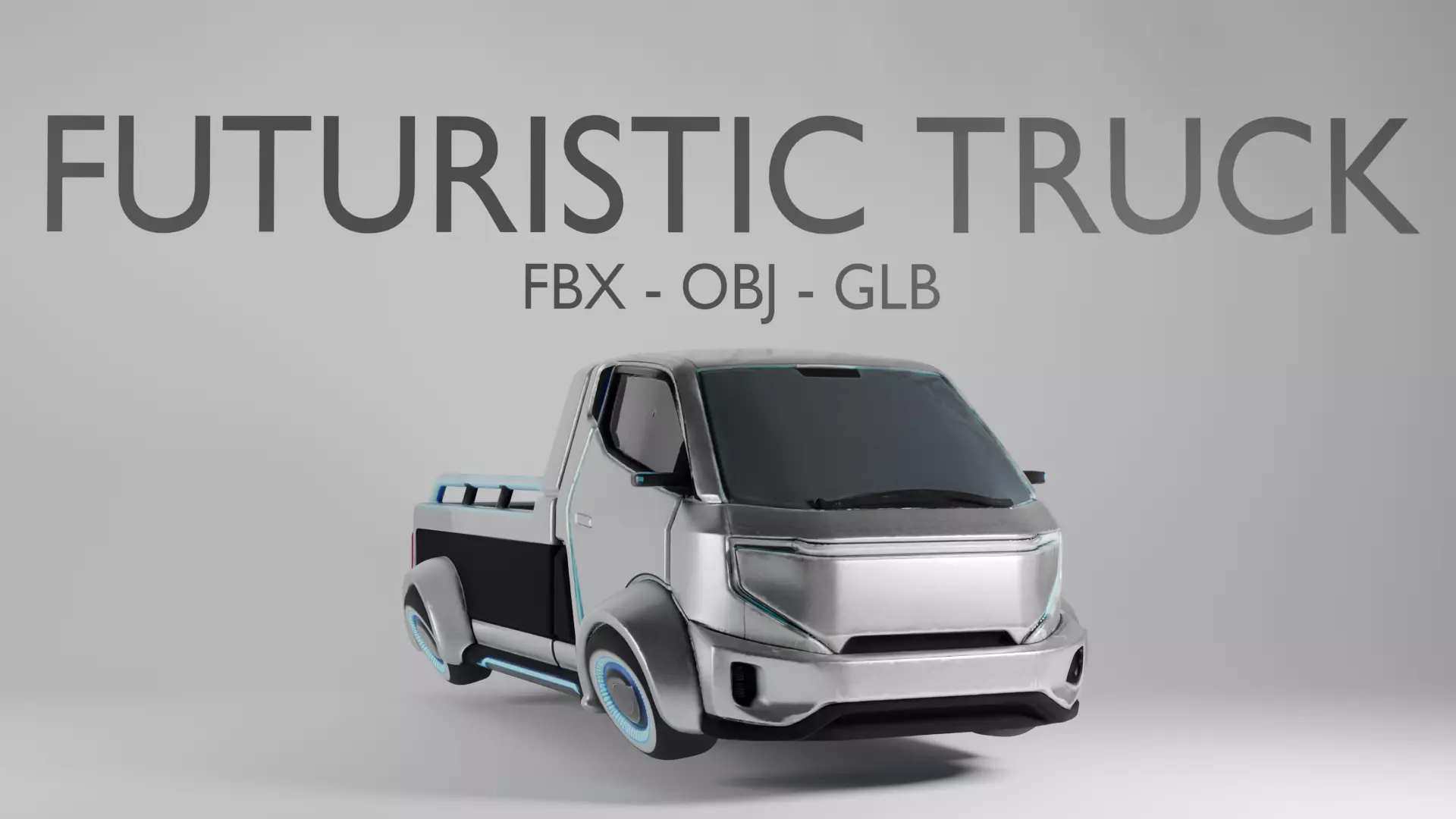Futuristic Truck 3D Model - Electric Vehicle - FBX OBJ GLB 3D model