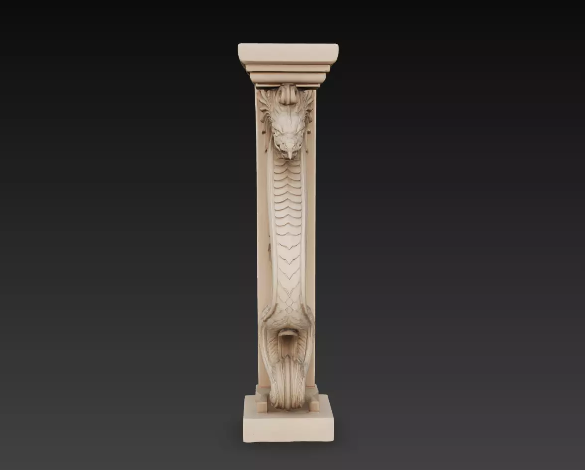 Dragon Head Decorative Column Fantasy Sculpture STL 3D print model