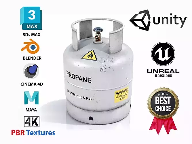 gas cylinder 5KG in 4-Colors PBR 4K game ready