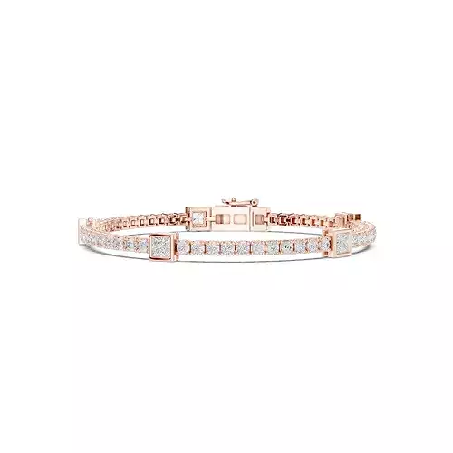 Princess Round Diamond Tennis Bracelet 3dm stl renders animation