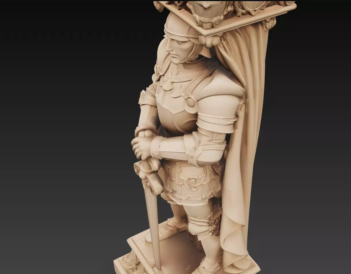 Medieval Knight Statue Tomb Sculpture STL Model 3D print model