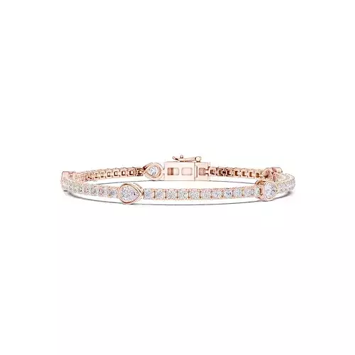 Pear Round Diamond Tennis Bracelet 3dm stl renders animation