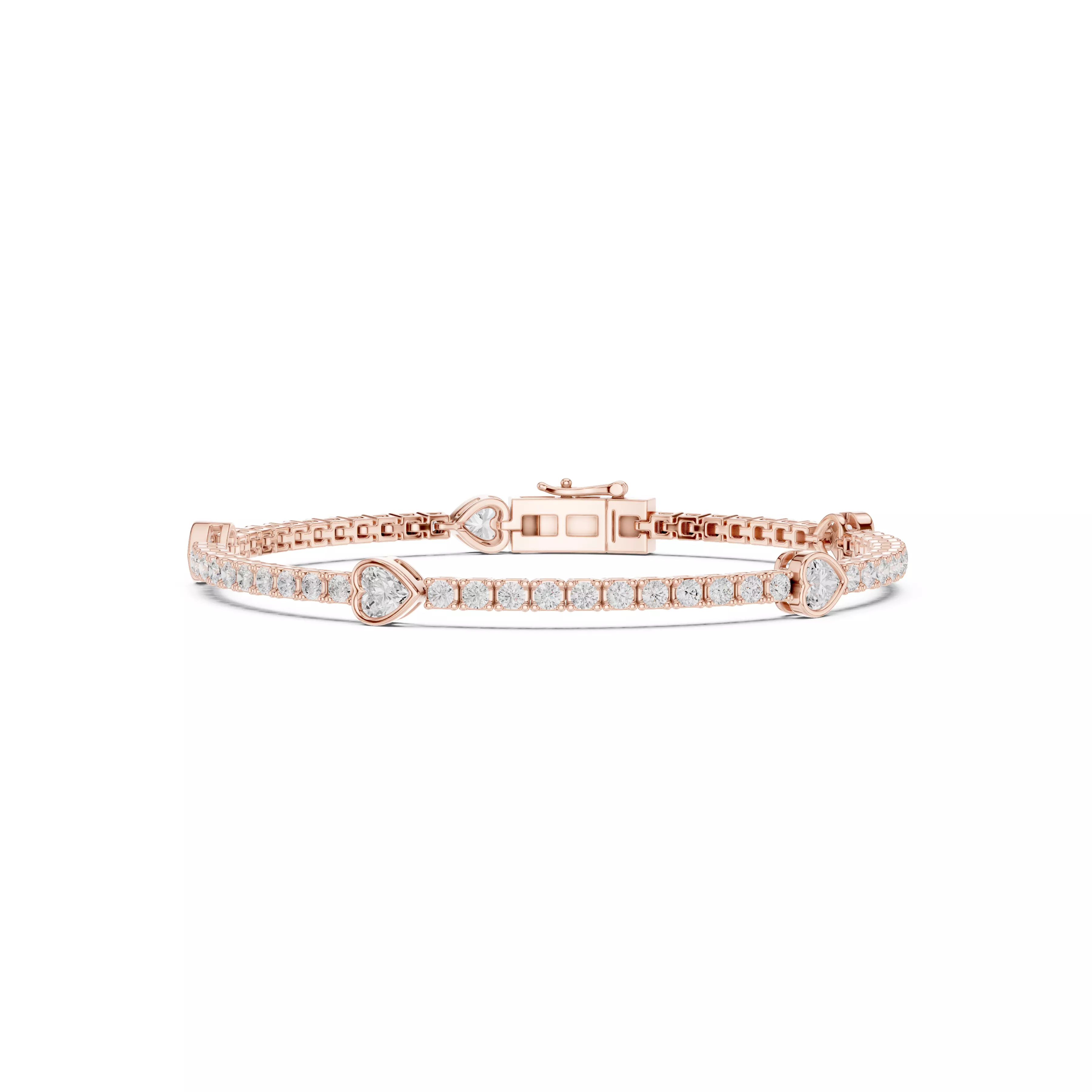 Heart Round Diamond Tennis Bracelet 3dm stl renders animation 3D print model