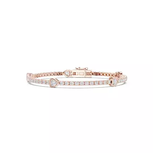 Heart Round Diamond Tennis Bracelet 3dm stl renders animation