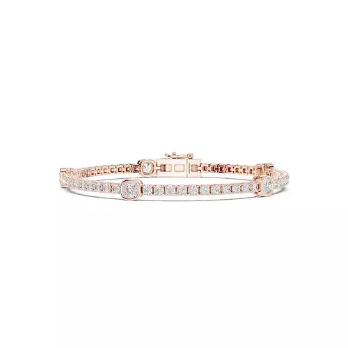 Cushion Round Diamond Tennis Bracelet 3dm stl renders animation